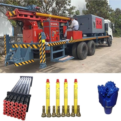 Taladro Rig Borehole Truck Mounted Dth del pozo de agua de Gl300at 6x4 con el compresor de aire